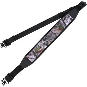 Besrilien Rifle Sling Two Point Gun Sling with Swivels Comfortable Neoprene Padded, Length Adjustable Shoulder Strap for Outdoors, Black Camo