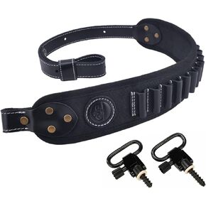 Leather Rifle Sling Gun Ammo Shell Holder Straps Loops for .308 .30-06, 45-70 410GA .44mag Cartridges