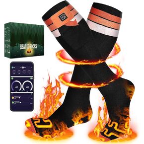 2024 Upgraded Heated Socks for Men Women with APP Remote Control & 7.4V 22.2WH,6000mAh Up to17H Rechargeable Heated Ski Sock 5 Levels Temperature for Winter Outdoor Camping Hiking Skiing OR L2