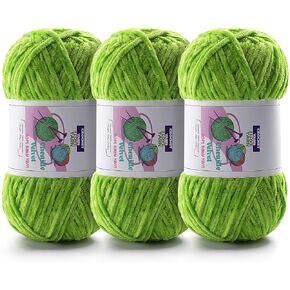 3 Skeins Soft Fluffy Velvet Yarn, Chenille Chunky Yarn for Hand Knitting and Crocheting DIY Craft, Amigurumi Crochet Yarn（3×196.8yds, 3×3.5oz） (Rainbow Color)