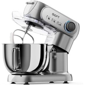 Stand Mixer, 3.5QT+6QT Two Bowls Kitchen Electric Mixer, 600W 6+P speed Tilt-Head Food Mixer with Stainless Steel Bowl, Dishwasher-Safe Dough Hook, Flat Beater, Wire Whisk, Splash Guard, Grey