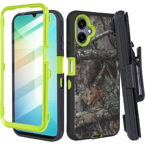 Compatible for Samsung Galaxy A06 Case, Shockproof Heavy Duty Rugged Phone Cover with Belt Clip Holster, Built in Screen Protector (Buck)