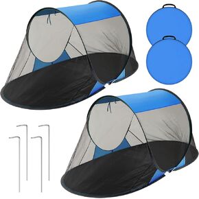 2 Pcs Pop up Mosquito Tent for Camping One Person Bug Net Pop up Screen Tents Foldable Portable Waterproof Freestanding Insect Net for Summer Camp Bed Camping Cot Outdoor(Green)