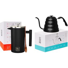 Barista Warrior French Press Coffee Maker & Gooseneck Kettle