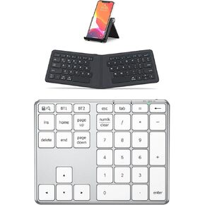 لوحة مفاتيح ICLEVER PORTABLE ، BK06 لوحة مفاتيح Bluetooth قابلة للطي ، لوحة مفاتيح قابلة للطي لاسلكية متعددة الجهد ، تصميم مريح للغاية مع حامل حامل لل iphone ، ipad ، الهاتف الذكي ، الكمبيوتر اللوحي ، الكمبيوتر المحمول