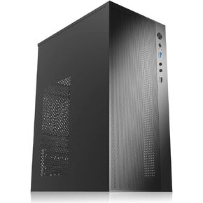 Micro ATX case, Mini itx case with USB3.0, USB2.0 I/O Port,&Standard ATX PSUs, matx case Side Panel Ventilated Airflow Design，Black