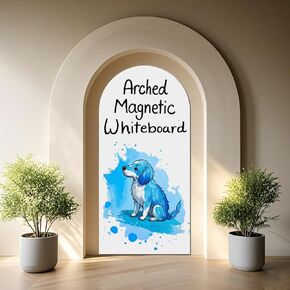 Magnetic Whiteboard Wall Arch Decal 40" x 18" Adhesive Dry Erase White Board Sticker with 53 Magnetic Letter for Kid Removable Contact Paper Peel and Stick Whiteboard Wallpaper Roll