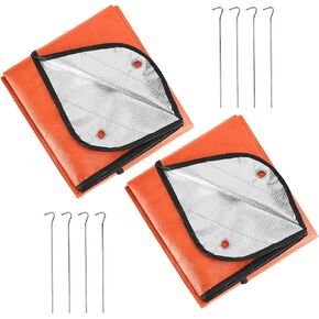2 Pcs Heavy Duty Emergency Blanket for Survival Thermal Tarp Insulated Tent Camping Tarp Infrared Blocked Blankets for Rescue Camping Hiking (Green)