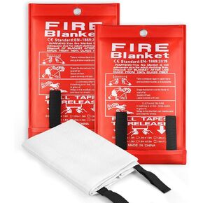4 Pack Emergency Fire Blanket for Home and Kitchen, 40'' x 40'' Emergency Fire Retardant Fireproof Blankets Heavy Duty Fiberglass for Camping Fireplace Car