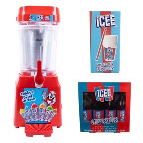 ICEE Home Countertop Slushie Maker, 4-Pack ICEE Syrups & 20 ICEE Paper Cups & Straws Bundle. Creates up to 34Floz of Ice Cold ICEE Slushy. Officially Licensed ICEE Merchandise.