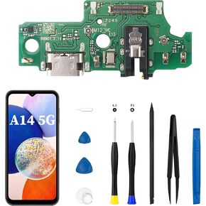 for Samsung A14 5G A146U Charging Port Replacement Kit USB Dock Connector Flex Cable Board with Microphone Dock Jack Headphone with Repair Tools