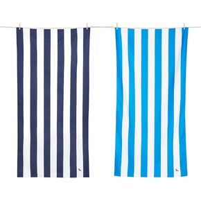 Dock & Bay Beach Towel Bundle - 2X Cabana Beach Towel - for Travel, Swimming, Camping, Holiday - Super Absorbent, Quick Dry, Sand Free - Compact, Lightweight - 100% Recycled Materials - Includes Bag