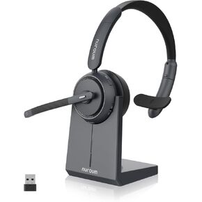 Nuroum HP31S (2nd Gen) سماعات رأس لاسلكية واحدة مع الميكروفون ، وسماعات الرأس Bluetooth مع ميكروفونات إلغاء الضوضاء ، وأذن واحدة ، وشحن حامل ، ومدنية/كتم ، و 45 ساعة تشغيل لشاحنة/مركز المكتب/الاتصال