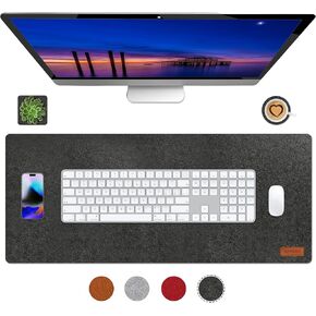 Large Felt Desk Pad, Felt Desk Mat for Desk Pad Protector,Full Desk Mouse Pad, Desk Mat for Keyboard,Computer Mat for Desk (Grey)