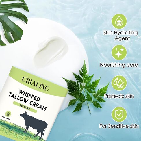 Beef Tallow Balm for Skin Care - All Natural Moisturizing Body Oil with Honey and Beeswax - Tallow from Grass-Fed Cows – Beef Tallow Moisturizer,-Made in USA (2.0 Oz) in Saudi Arabia