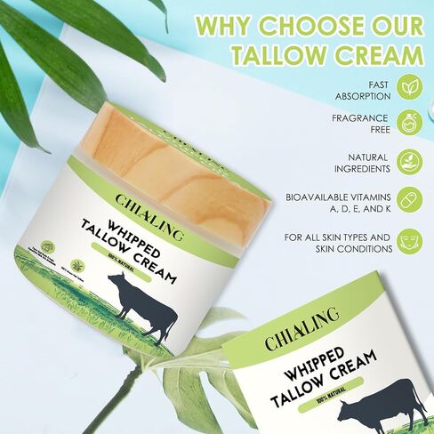 Beef Tallow Balm for Skin Care - All Natural Moisturizing Body Oil with Honey and Beeswax - Tallow from Grass-Fed Cows – Beef Tallow Moisturizer,-Made in USA (2.0 Oz) in Saudi Arabia