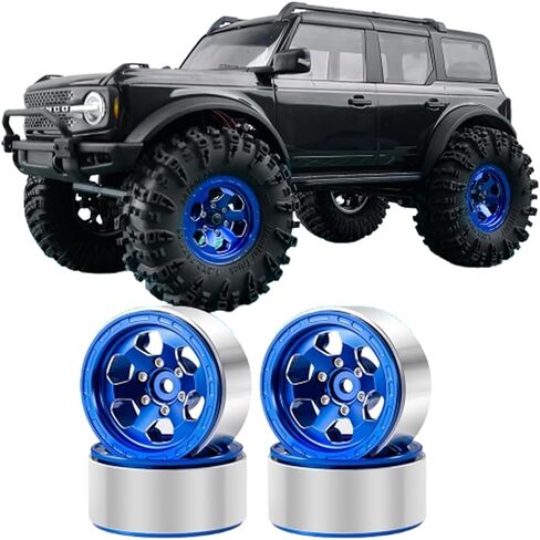 RCHUBAM 1.3 "RC Beadlock Wheel Rims 1/18 مقياس 1.0" بالإضافة إلى عجلات الألومنيوم متوافقة مع 1/18 TRX4M 1/24 AXIAL SCX24 RC CRAWLER UPGRADE (Titanium Gray) in Kuwait