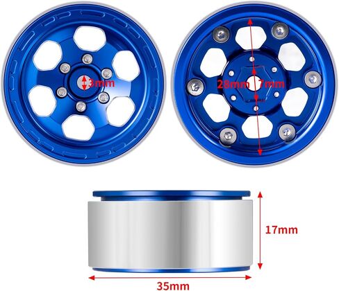 RCHUBAM 1.3 "RC Beadlock Wheel Rims 1/18 مقياس 1.0" بالإضافة إلى عجلات الألومنيوم متوافقة مع 1/18 TRX4M 1/24 AXIAL SCX24 RC CRAWLER UPGRADE (Titanium Gray) in Kuwait