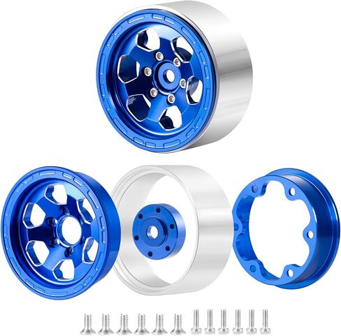 RCHUBAM 1.3 "RC Beadlock Wheel Rims 1/18 مقياس 1.0" بالإضافة إلى عجلات الألومنيوم متوافقة مع 1/18 TRX4M 1/24 AXIAL SCX24 RC CRAWLER UPGRADE (Titanium Gray) in Kuwait