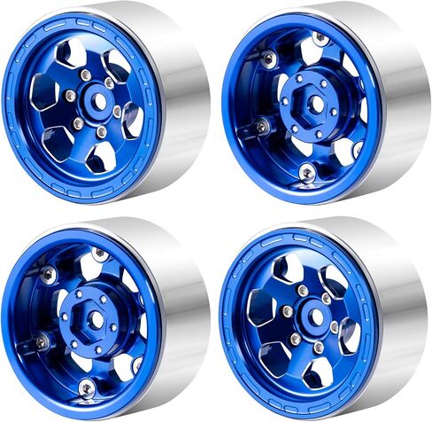RCHUBAM 1.3 "RC Beadlock Wheel Rims 1/18 مقياس 1.0" بالإضافة إلى عجلات الألومنيوم متوافقة مع 1/18 TRX4M 1/24 AXIAL SCX24 RC CRAWLER UPGRADE (Titanium Gray) in Kuwait