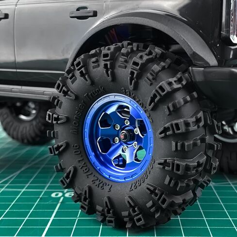 RCHUBAM 1.3 "RC Beadlock Wheel Rims 1/18 مقياس 1.0" بالإضافة إلى عجلات الألومنيوم متوافقة مع 1/18 TRX4M 1/24 AXIAL SCX24 RC CRAWLER UPGRADE (Titanium Gray) in Kuwait