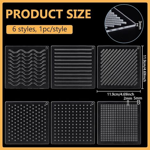 BENECREAT 6Pcs Acrylic Sashiko Stencil, Square Texture, Circle, Line Pattern Embroidery Tool Drawing Line Template for Hand Quilting and Embroidery, 3mm Thick in Saudi Arabia