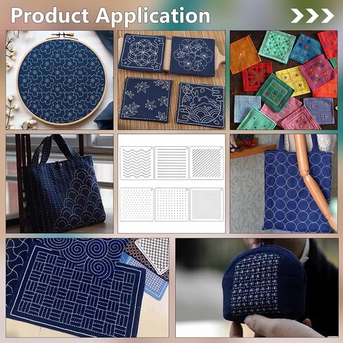 BENECREAT 6Pcs Acrylic Sashiko Stencil, Square Texture, Circle, Line Pattern Embroidery Tool Drawing Line Template for Hand Quilting and Embroidery, 3mm Thick in Saudi Arabia