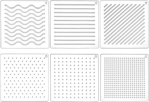 BENECREAT 6Pcs Acrylic Sashiko Stencil, Square Texture, Circle, Line Pattern Embroidery Tool Drawing Line Template for Hand Quilting and Embroidery, 3mm Thick in Saudi Arabia