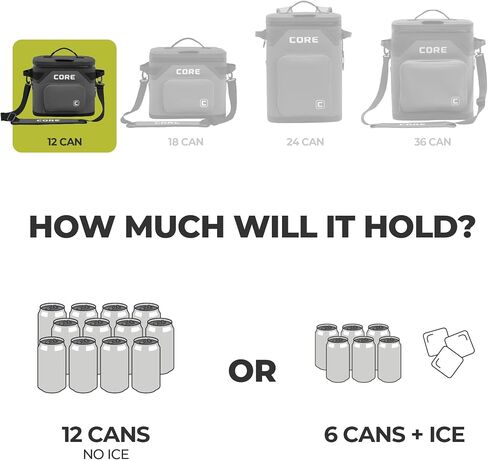 CORE Magnetic Leak Proof Soft Cooler with Waterproof Zipper | Insulated Bag Portable Ice Chest Box | Best Soft Cooler for Food & Beverages for Tailgating, Car Camping, Travel, and Family Beach Picnics in Kuwait