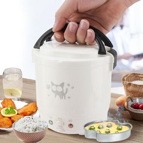 1L Mini Rice Cooker, 12V Electric Lunch Box Multifunctional Portable Rice Cooker Food Automatic Non Stick Pot for Car Travel Camping (White) in Saudi Arabia