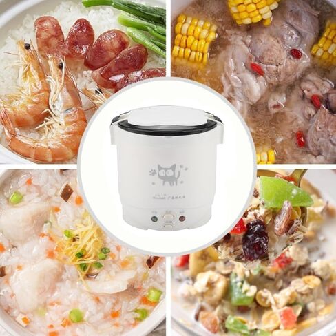 1L Mini Rice Cooker, 12V Electric Lunch Box Multifunctional Portable Rice Cooker Food Automatic Non Stick Pot for Car Travel Camping (White) in Saudi Arabia