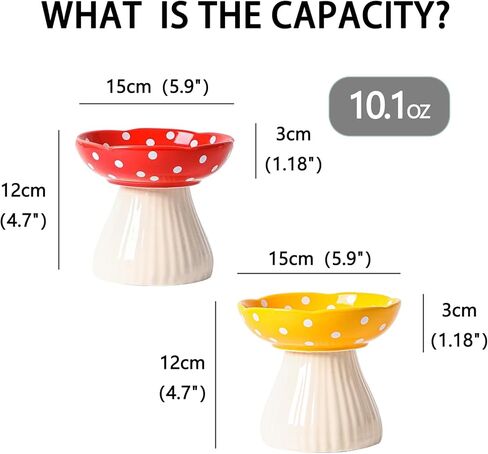 أوعية القط أوعية طعام الأوعية المرفوعة أوعية قطة مرتفعة مضادة للقيء وحماية العمود الفقري للحيوانات الأليفة ، فاكهة الفاكهة الماء صحن القطط للقطط الغذائية للقطط الثقيلة للقطط المسطحة وقطعة القطط (الموز) (الموز) in Kuwait