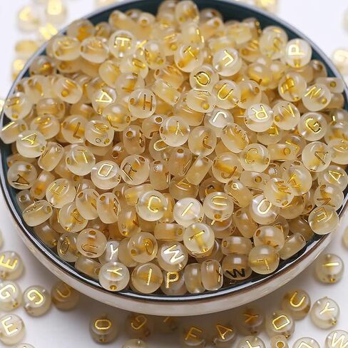 DAHI 1000pcs Acrylic Alphabet Beads - A-Z Round Letter Beads for Jewelry Making (Black Transparent) in Saudi Arabia