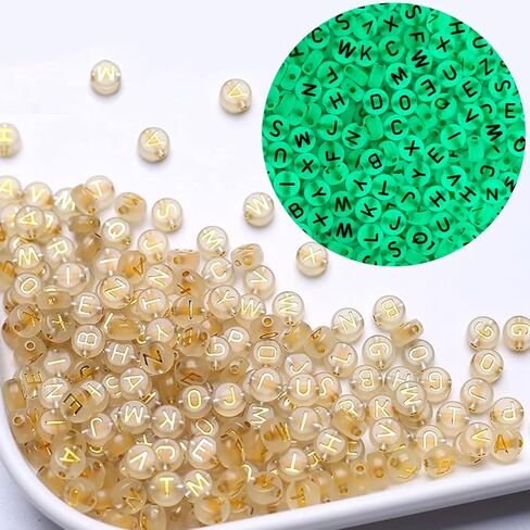 DAHI 1000pcs Acrylic Alphabet Beads - A-Z Round Letter Beads for Jewelry Making (Black Transparent) in Saudi Arabia