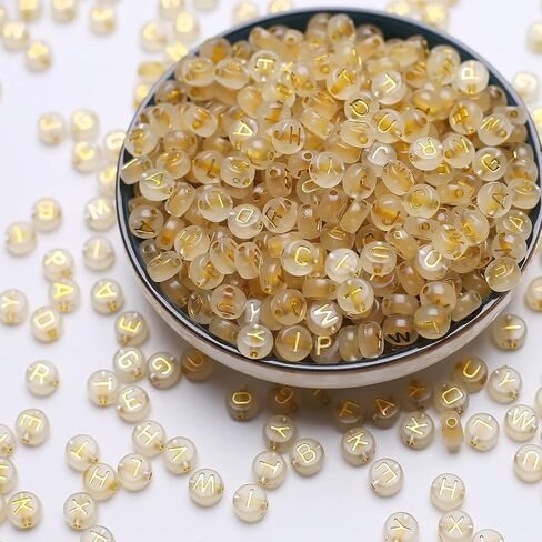 DAHI 1000pcs Acrylic Alphabet Beads - A-Z Round Letter Beads for Jewelry Making (Black Transparent) in Saudi Arabia
