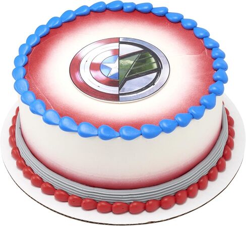 Marvel Studios' Captain America: Brave New World Cupcake Rings, 24 Captain America & Falcon Cupcake Decorations, Food Safe Cake Toppers, Party Favors – 24 Pack in Kuwait
