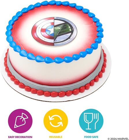 Marvel Studios' Captain America: Brave New World Cupcake Rings, 24 Captain America & Falcon Cupcake Decorations, Food Safe Cake Toppers, Party Favors – 24 Pack in Kuwait