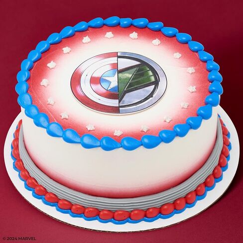 Marvel Studios' Captain America: Brave New World Cupcake Rings, 24 Captain America & Falcon Cupcake Decorations, Food Safe Cake Toppers, Party Favors – 24 Pack in Kuwait