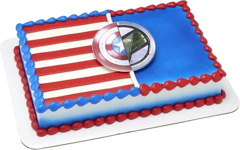 Marvel Studios' Captain America: Brave New World Cupcake Rings, 24 Captain America & Falcon Cupcake Decorations, Food Safe Cake Toppers, Party Favors – 24 Pack in Kuwait