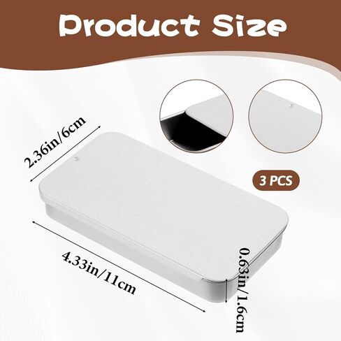 JIYIN 3 PCS Metal Tin Box Containers, 3.15x1.34x0.47Inch Slide Top Tin Containers Rectangular Empty Hinged Tin Boxs, Portable Box Containers Mini Tins with Lids for Candies, Jewelry, Crafts in Saudi Arabia