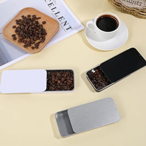 JIYIN 3 PCS Metal Tin Box Containers, 3.15x1.34x0.47Inch Slide Top Tin Containers Rectangular Empty Hinged Tin Boxs, Portable Box Containers Mini Tins with Lids for Candies, Jewelry, Crafts in Saudi Arabia