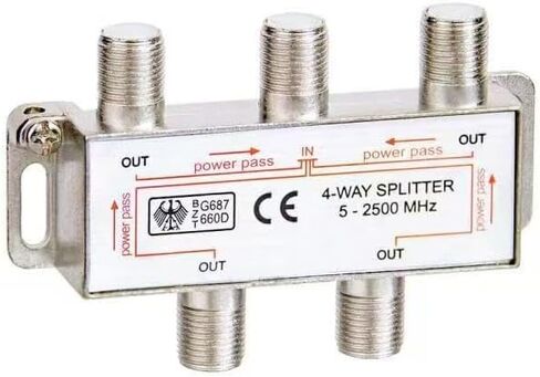 Coronir 4 Way Coaxial Cable Splitter 5-2500MHz لتلفزيون STB ، الهوائي و MOCA Network ، FLEST HOTENNA FLITITER لـ RG6 RG59 Coax Cable Satellite HDTV ، حزمة 1 in Kuwait