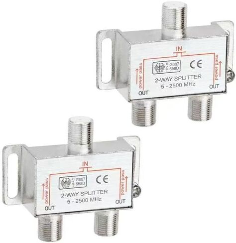 Coronir 4 Way Coaxial Cable Splitter 5-2500MHz لتلفزيون STB ، الهوائي و MOCA Network ، FLEST HOTENNA FLITITER لـ RG6 RG59 Coax Cable Satellite HDTV ، حزمة 1 in Kuwait