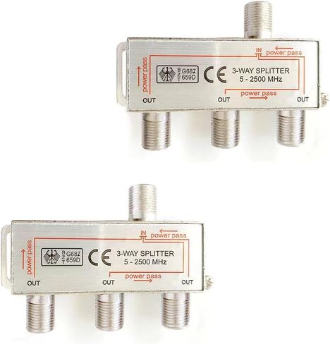 Coronir 4 Way Coaxial Cable Splitter 5-2500MHz لتلفزيون STB ، الهوائي و MOCA Network ، FLEST HOTENNA FLITITER لـ RG6 RG59 Coax Cable Satellite HDTV ، حزمة 1 in Kuwait