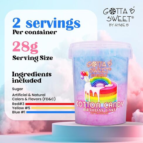 Gotta B Sweet Cupcake Cotton Candy - 2 oz Reclosable Jar - Pink and Yellow - Birthday Party Treats for Kids in Saudi Arabia