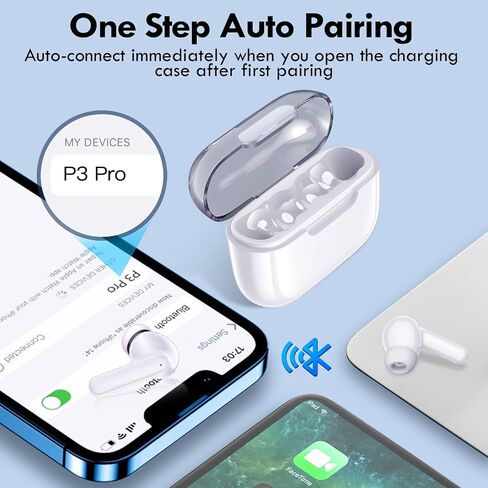 kurdene Wireless Earbuds, Bluetooth 5.3 in Ear Buds Light Weight Headphones with Deep Bass Sound,48 Hours Playtime Headset,Clear Calls Earphones with Mics for Sports Workout White in Kuwait