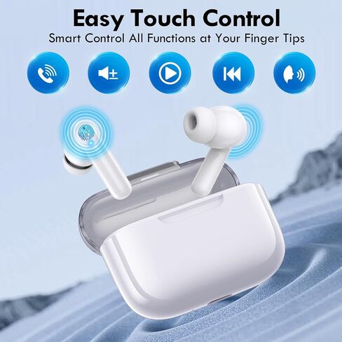 kurdene Wireless Earbuds, Bluetooth 5.3 in Ear Buds Light Weight Headphones with Deep Bass Sound,48 Hours Playtime Headset,Clear Calls Earphones with Mics for Sports Workout White in Kuwait