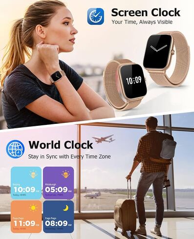 Pink Smart Watch for Women, Bluetooth Call, Blood Pressure, 2.06" AMOLED, 118 Sports, Fitness Tracker, Heart Rate/SpO2/Sleep/Stress Monitor, IP68 Waterproof, Liquid Silicone, Gift for Her Android iOS in Kuwait
