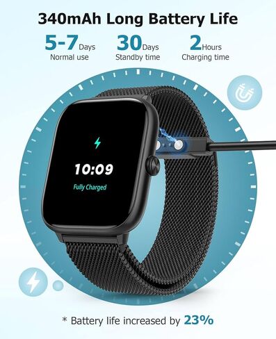 2.06" AMOLED Smart Watches with Blood Pressure, 118 Sports Modes, Fitness Activity Tracker for Men Women, Heart Rate Sleep SpO2 and Stress Monitor, IP68 Waterproof, Compatible with Android and iPhone in Kuwait