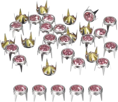 uxcell 120Pcs Rhinestone Stud Refills, 7mm/0.28" Rhinestone Claw Beads Nailhead, Rivets Metal Spikes Rivet Decorative for DIY Leather Craft Making Purse Clothing Shoes Belt, Silver White in Saudi Arabia